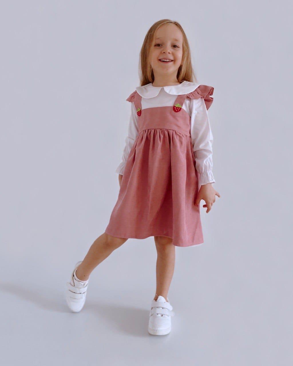 Çilek desen elbise bluz set