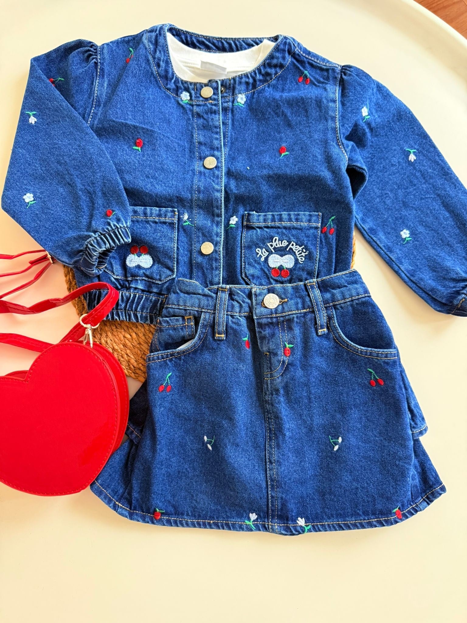 Denim etek ceket takım