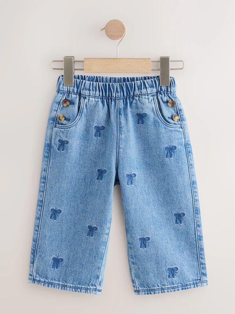 Düğme kurdela detay kız çocuk jean