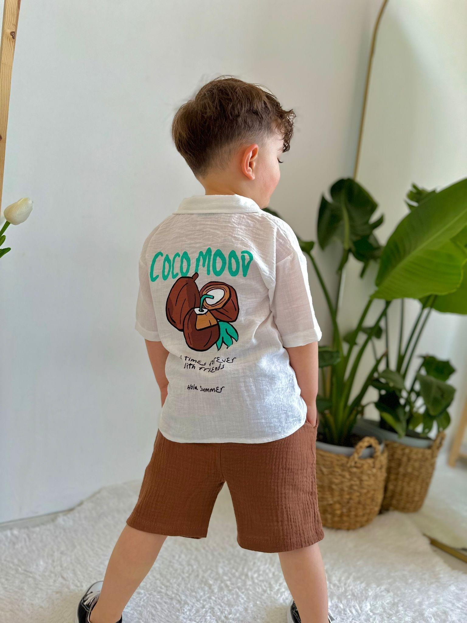 Erkek çocuk  kahve şort takım 