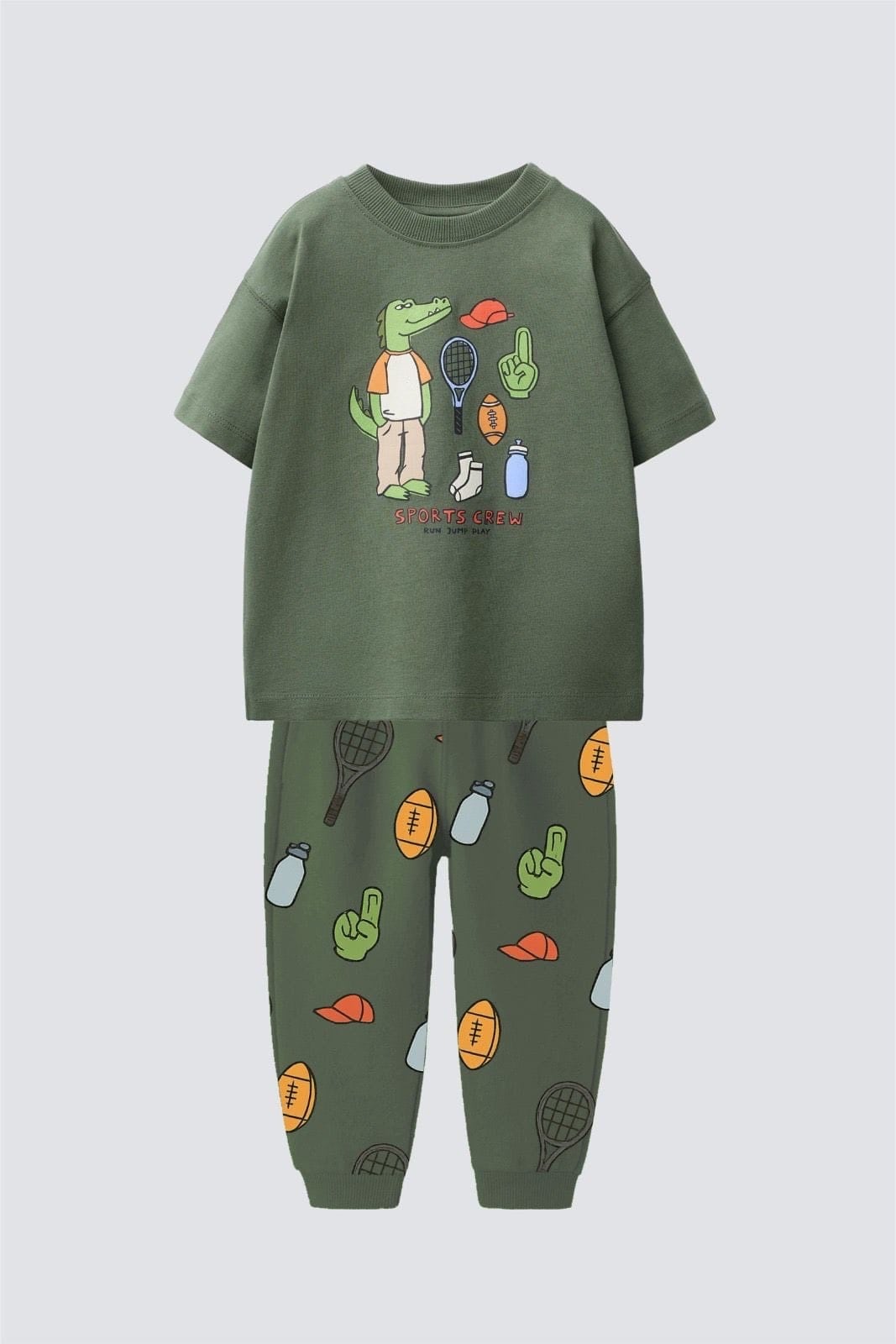 Erkek çocuk timsah baskılı takım