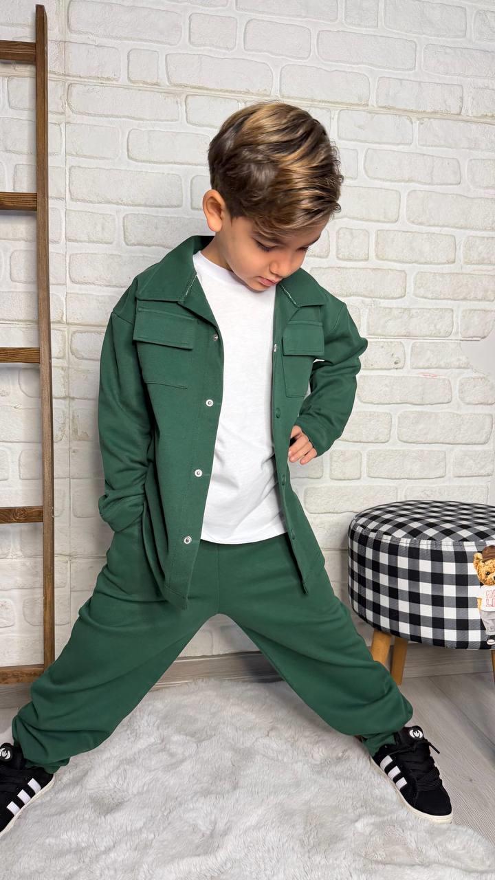 Erkek çocuk yeşil 3 lü set takım