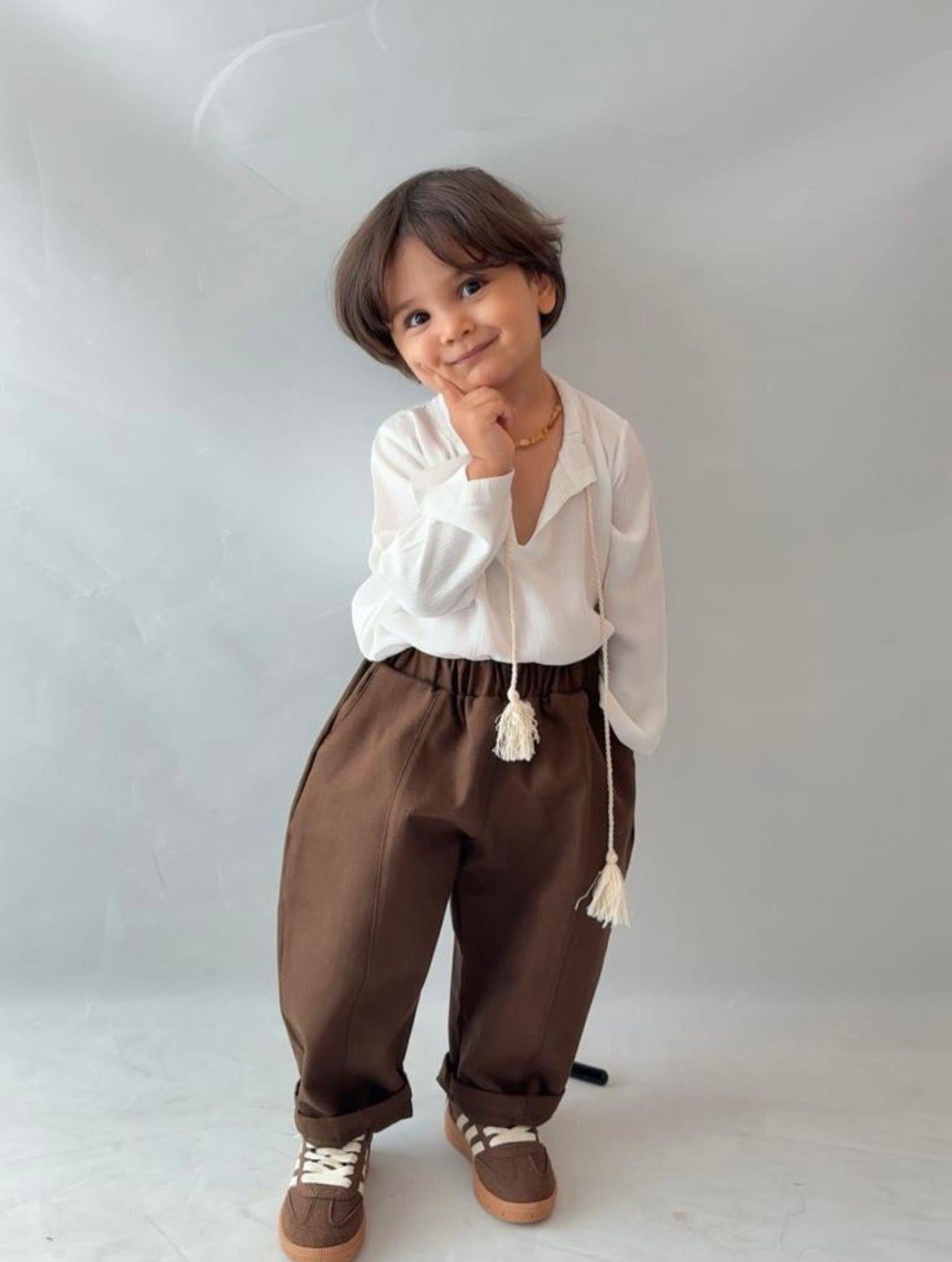 Kahve gabardin pantolon Şile üst takım