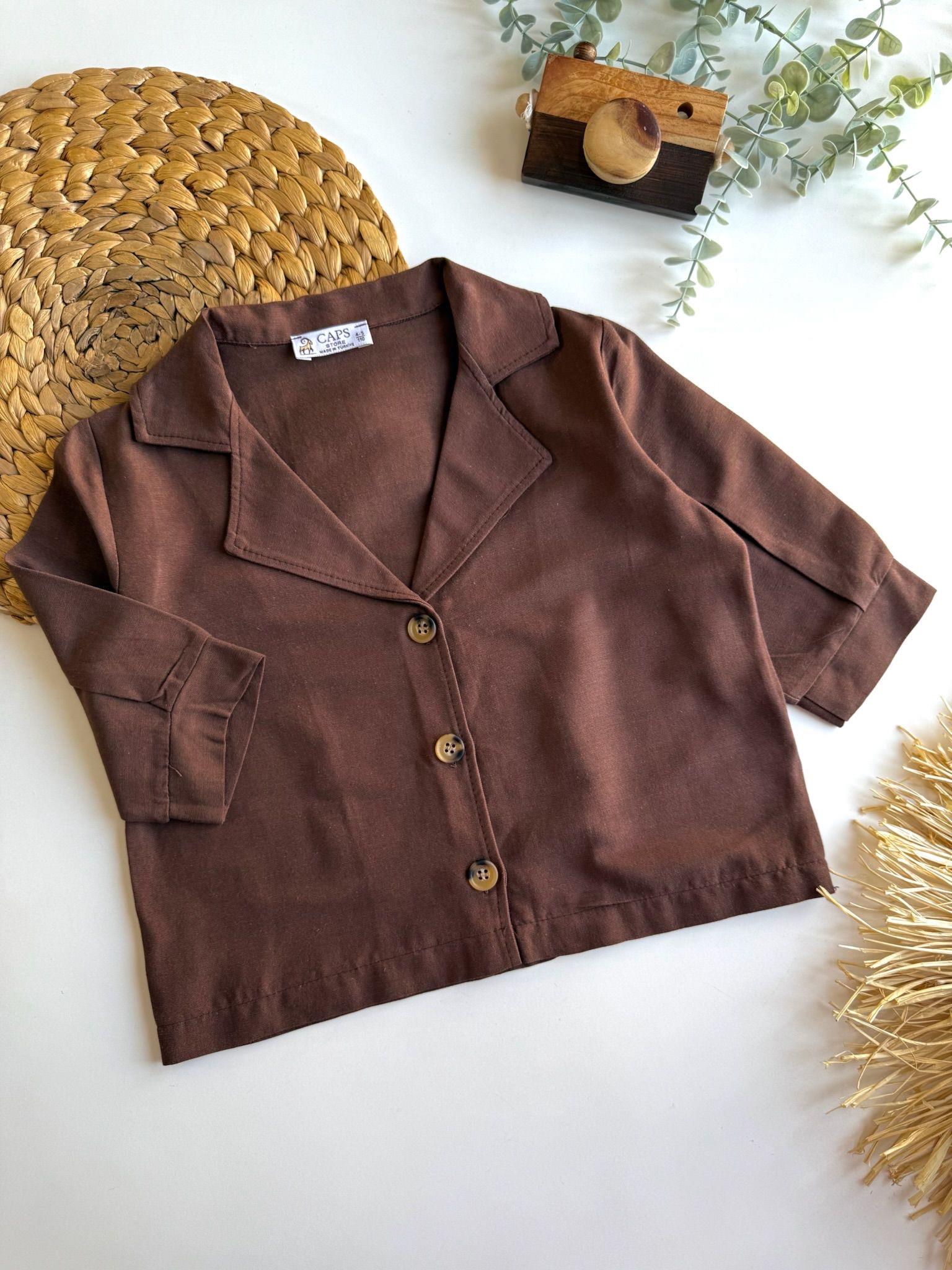 Kahve rengi dokuma keten kumaş 