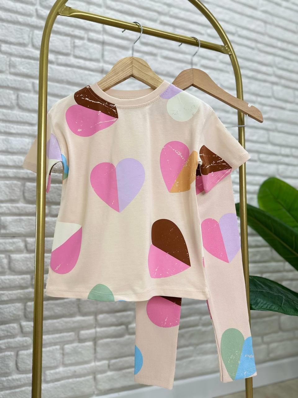 Kalp baskı tayt takım 