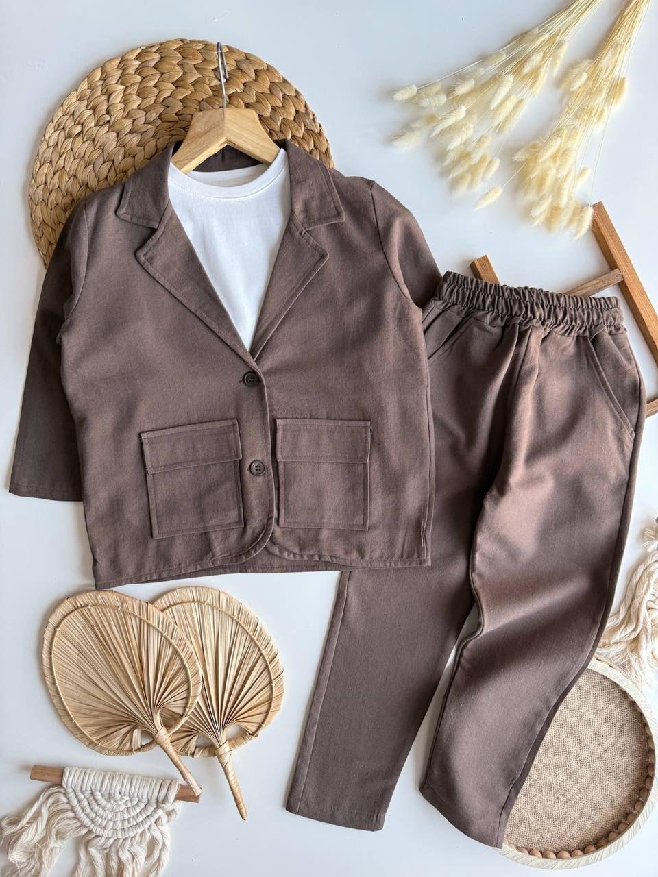 Keten dokuma takım kahve 