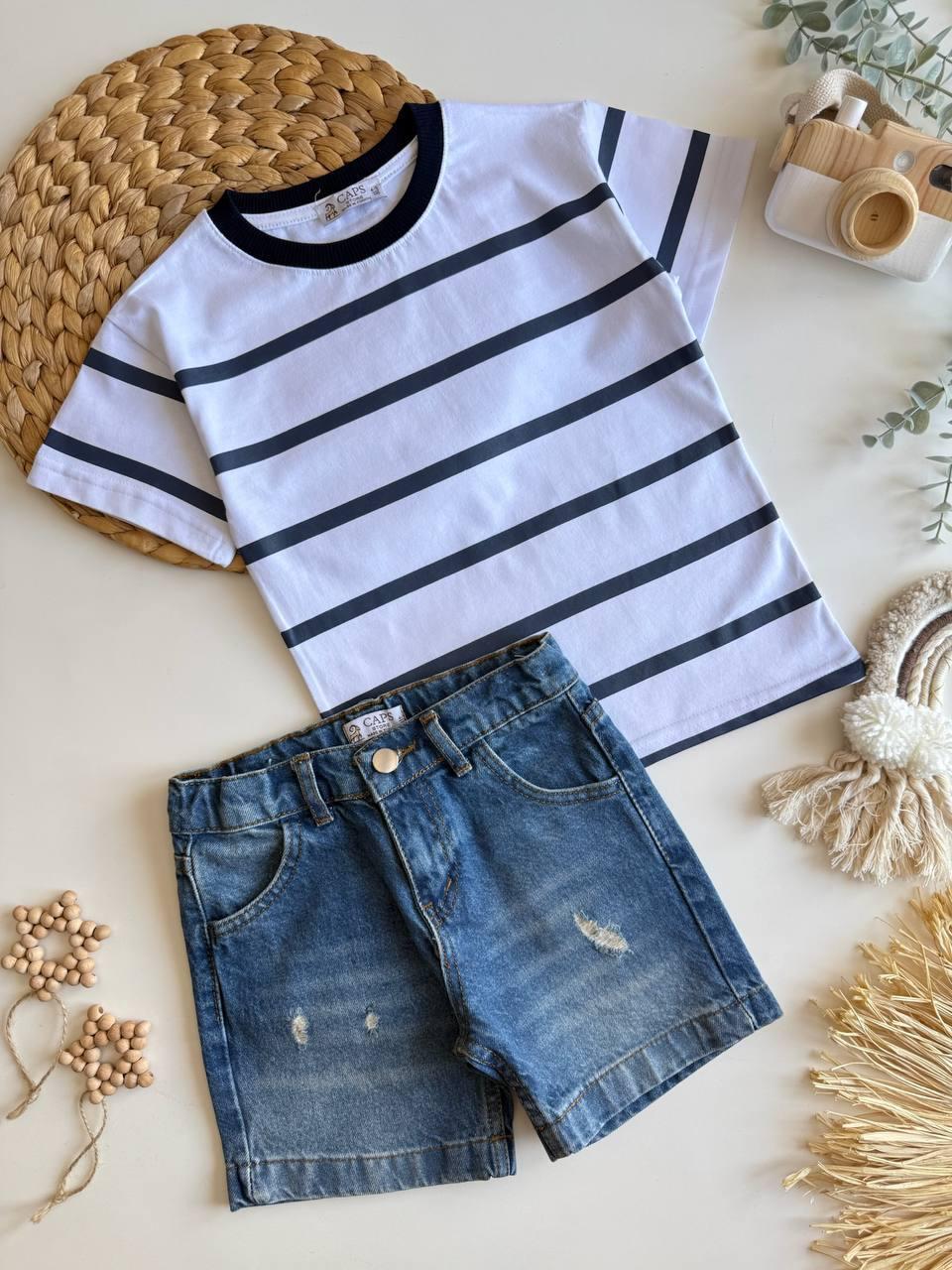 Kot şort tişört erkek takım 