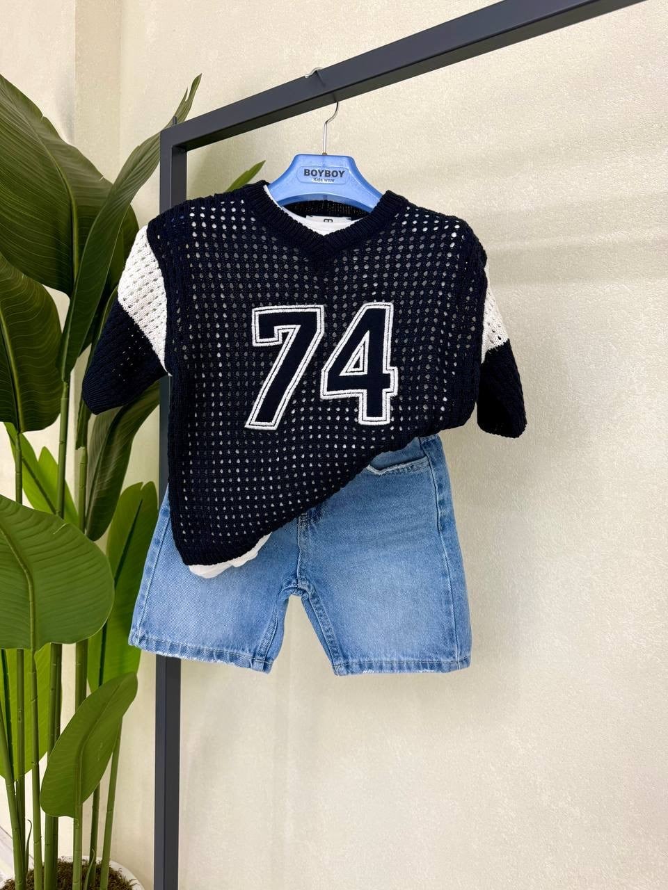 Kot şort tişört takım siyah