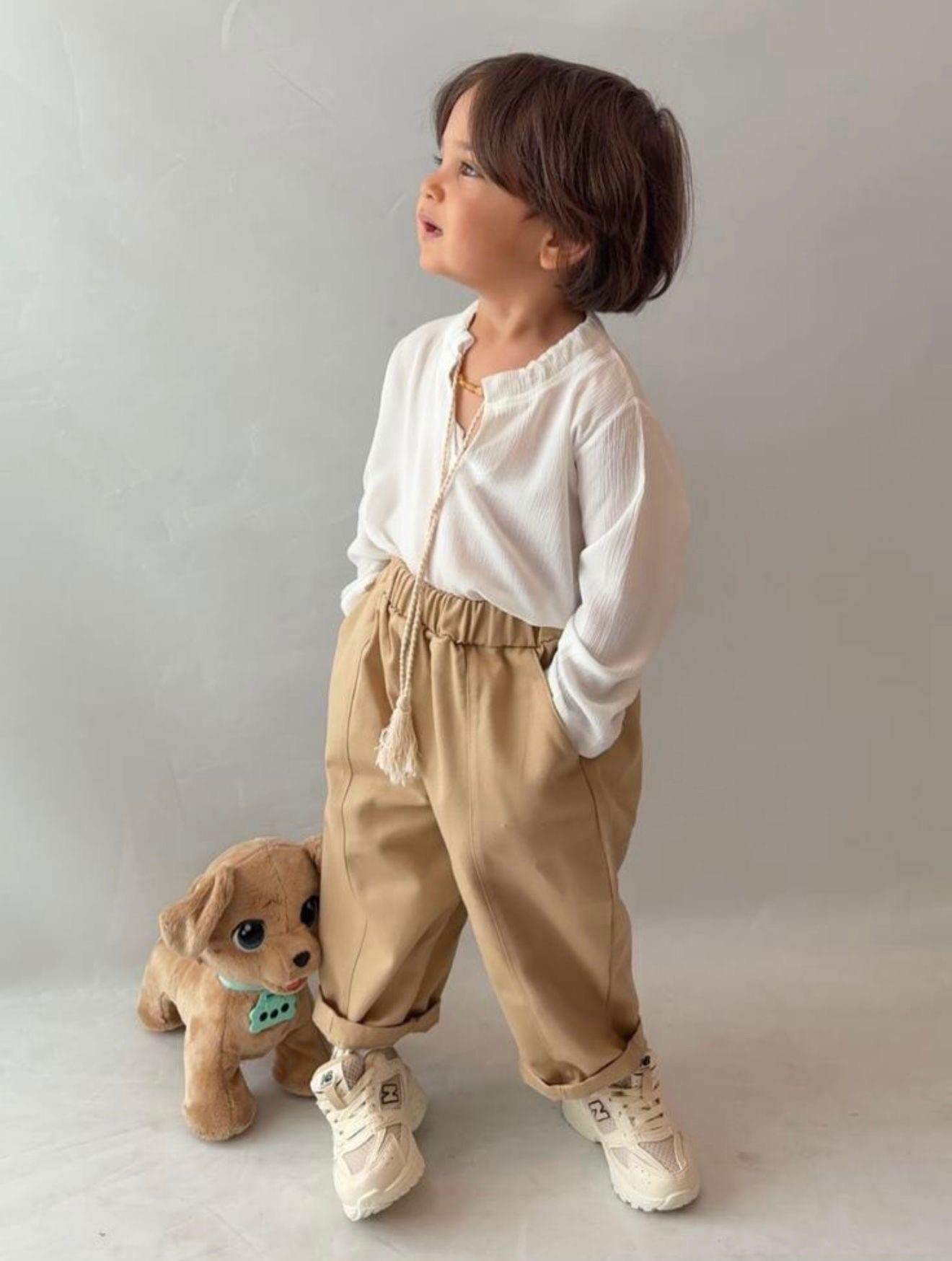 Krem gabardin pantolon Şile üst takım