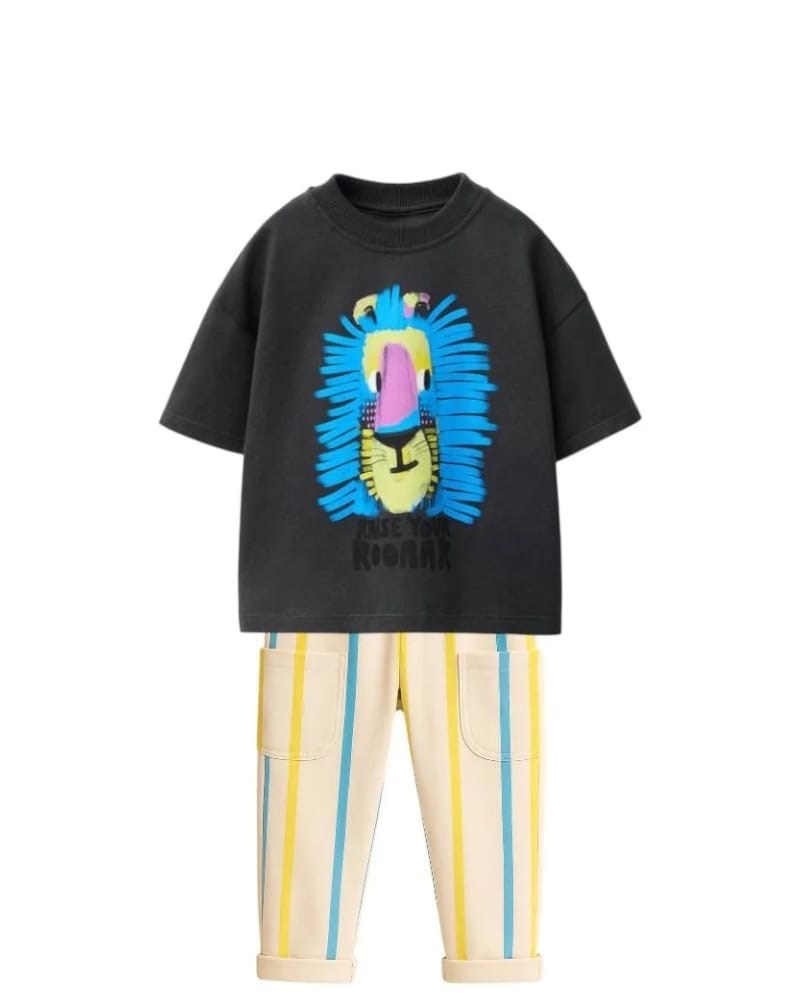 Laciel çizgili alt uzun takım