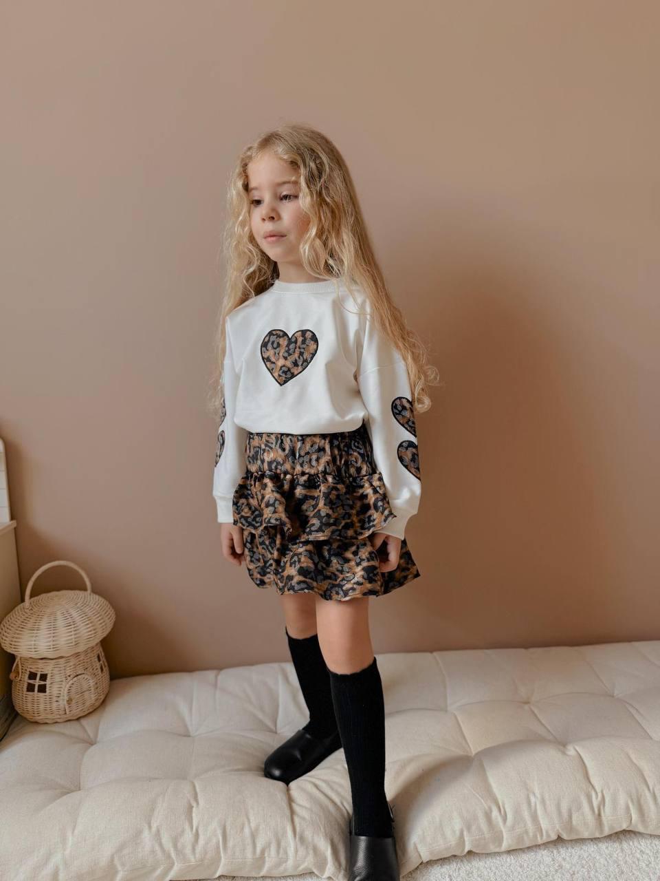 Leopar astarlı etek takım