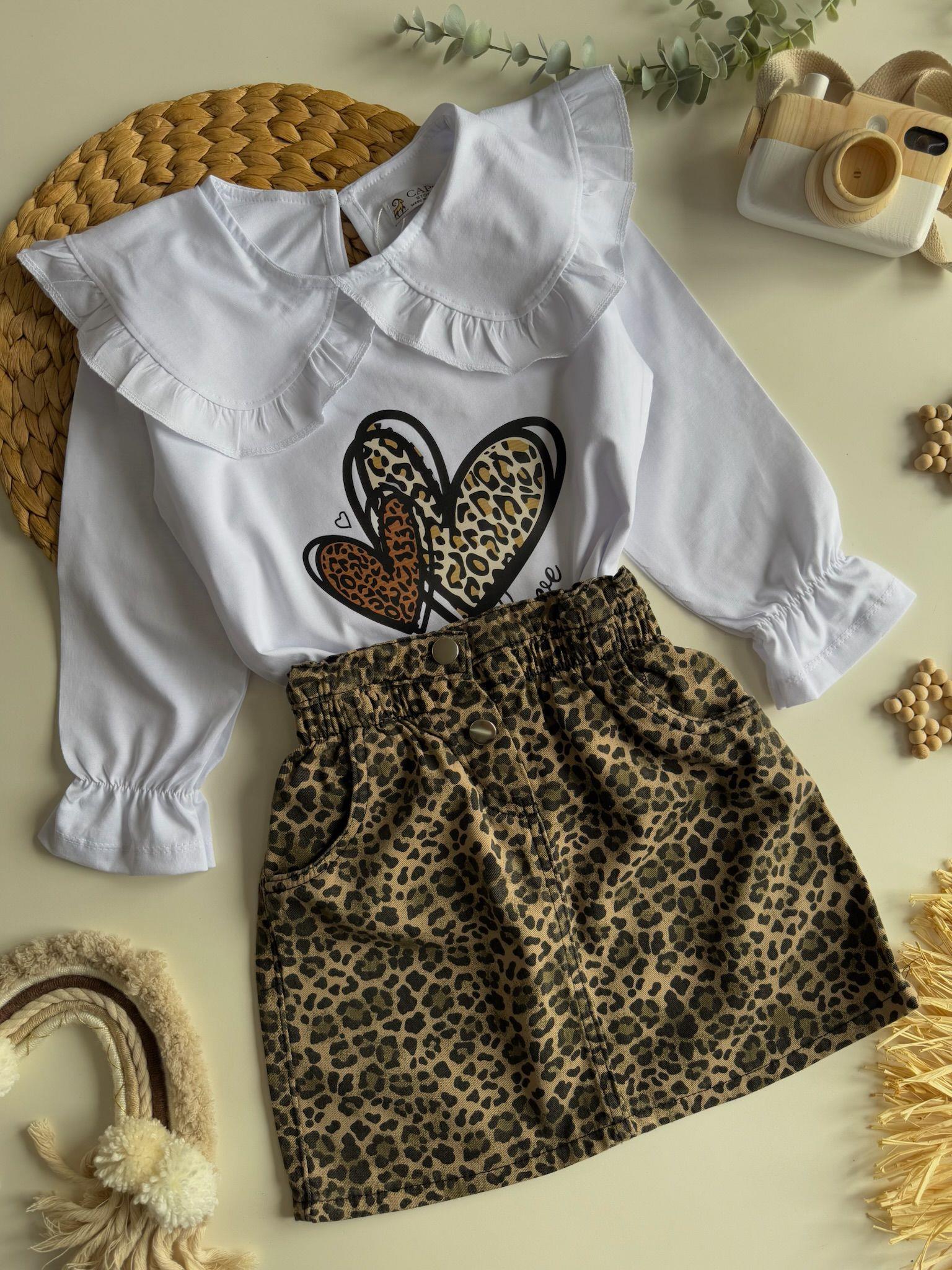 Leopar etek bluz takım