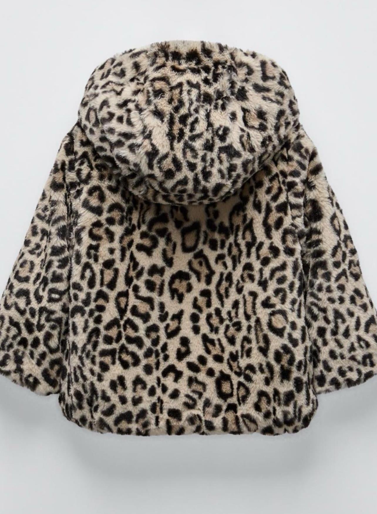 Leopar peluş mont 