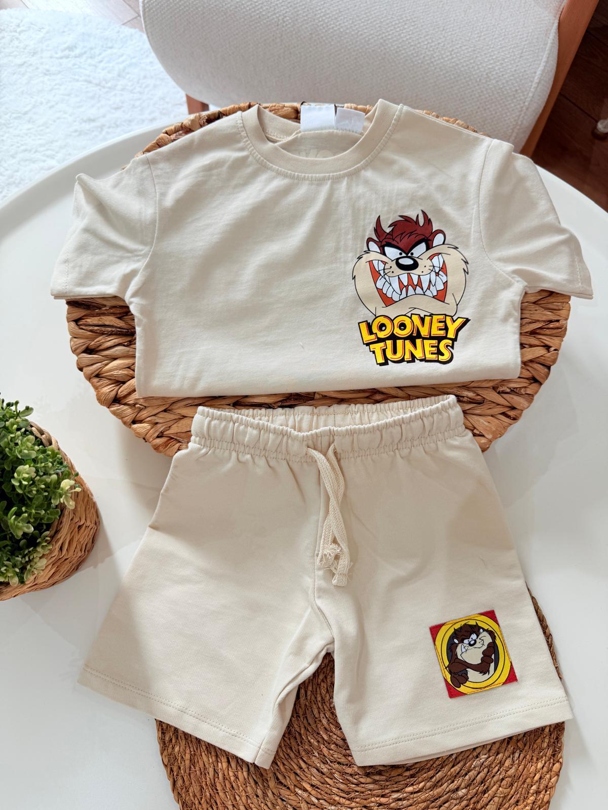 Looney tunes krem şort takım