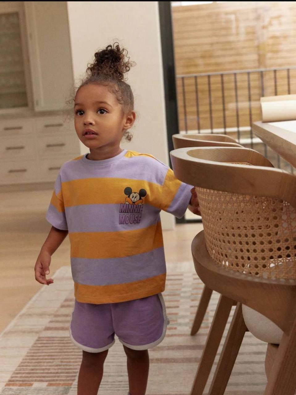 Minnie mouse çizgili lila takım 