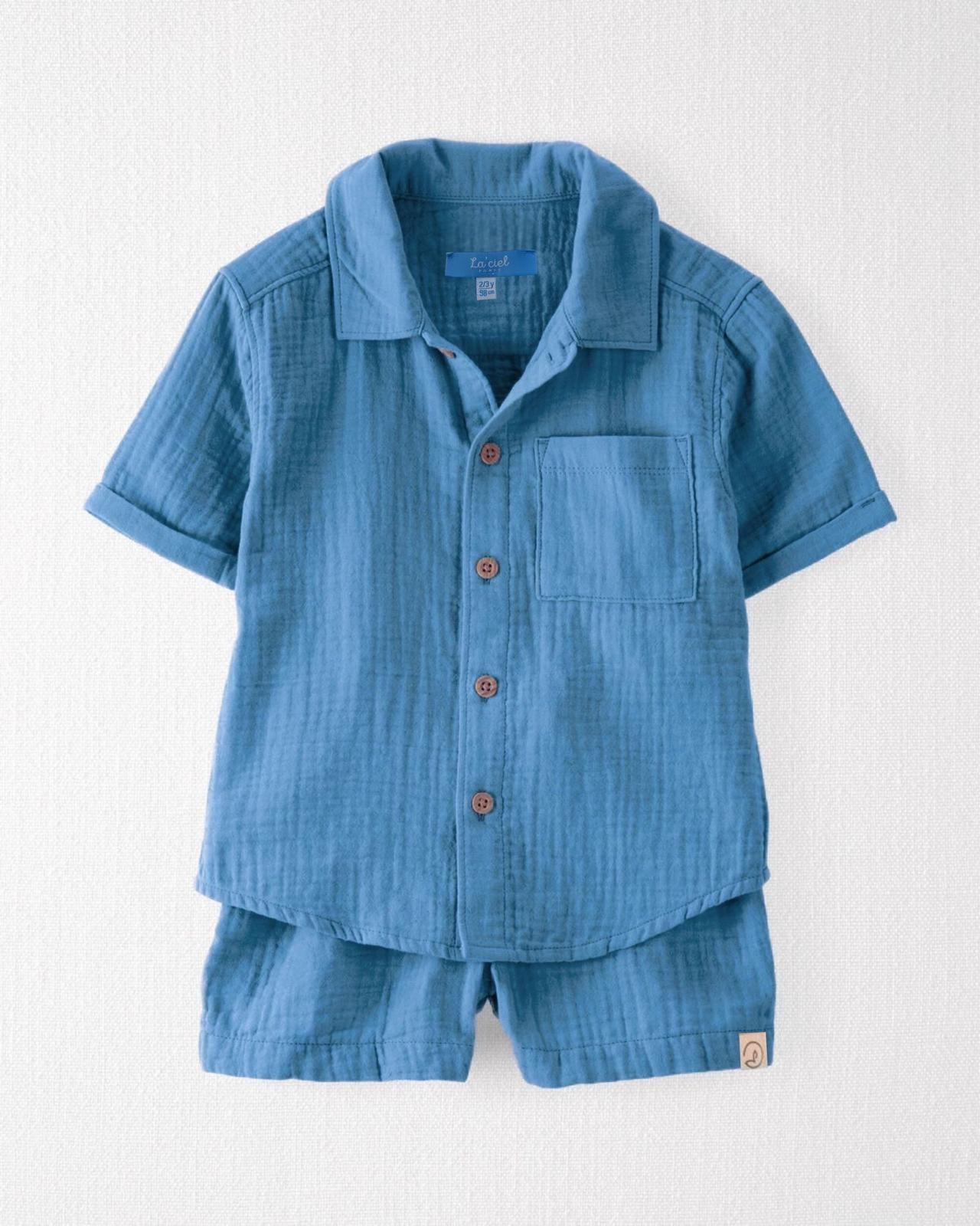 Müslin indigo düğmeli tk 