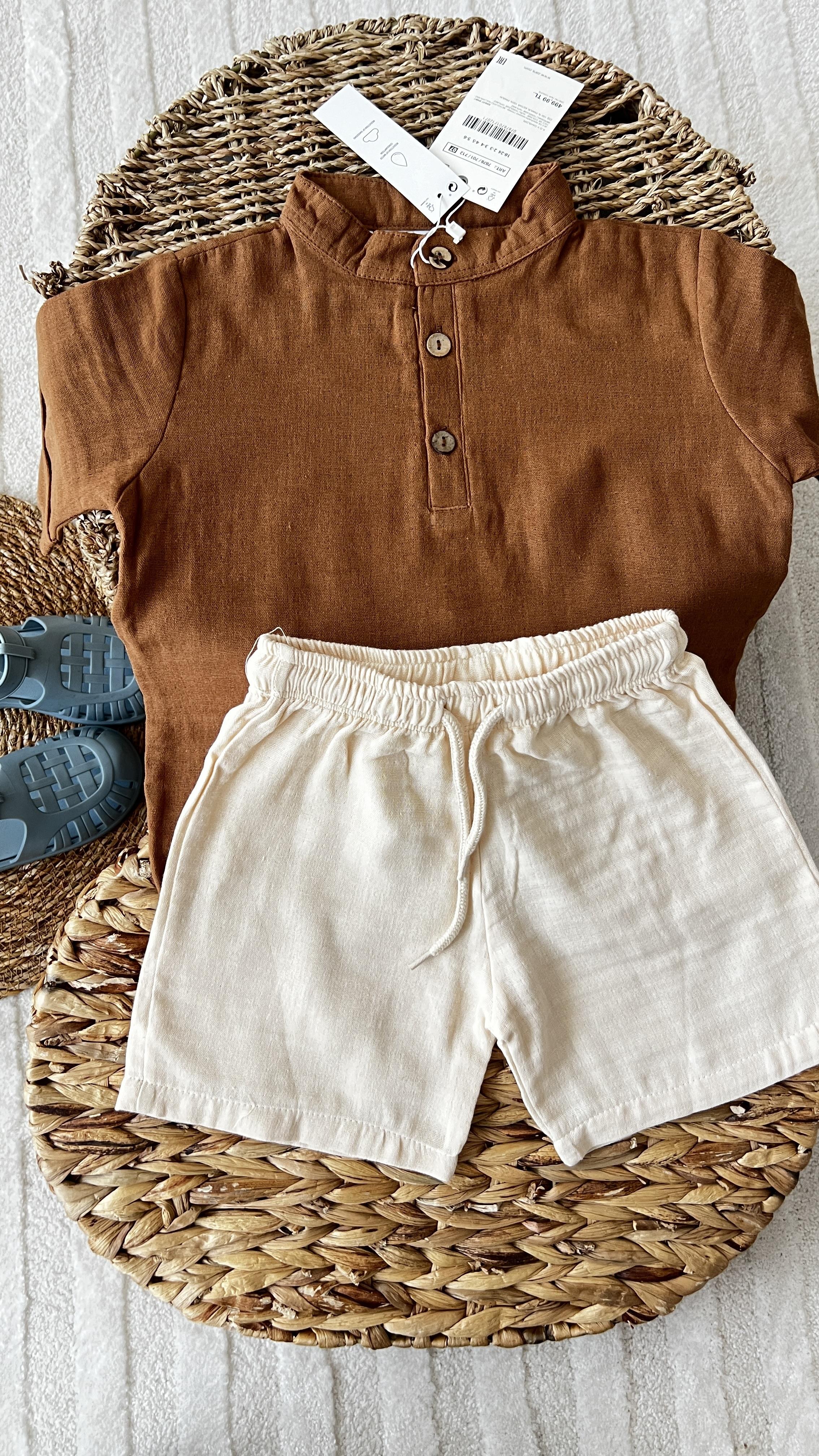 Müslin kahve krem takım