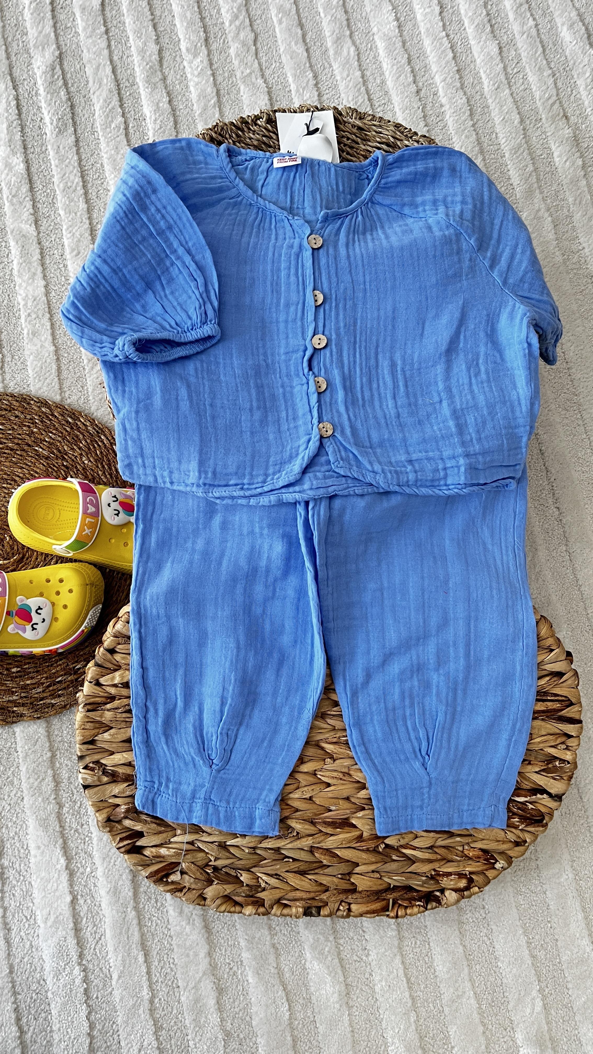 Müslin kız mavi takım