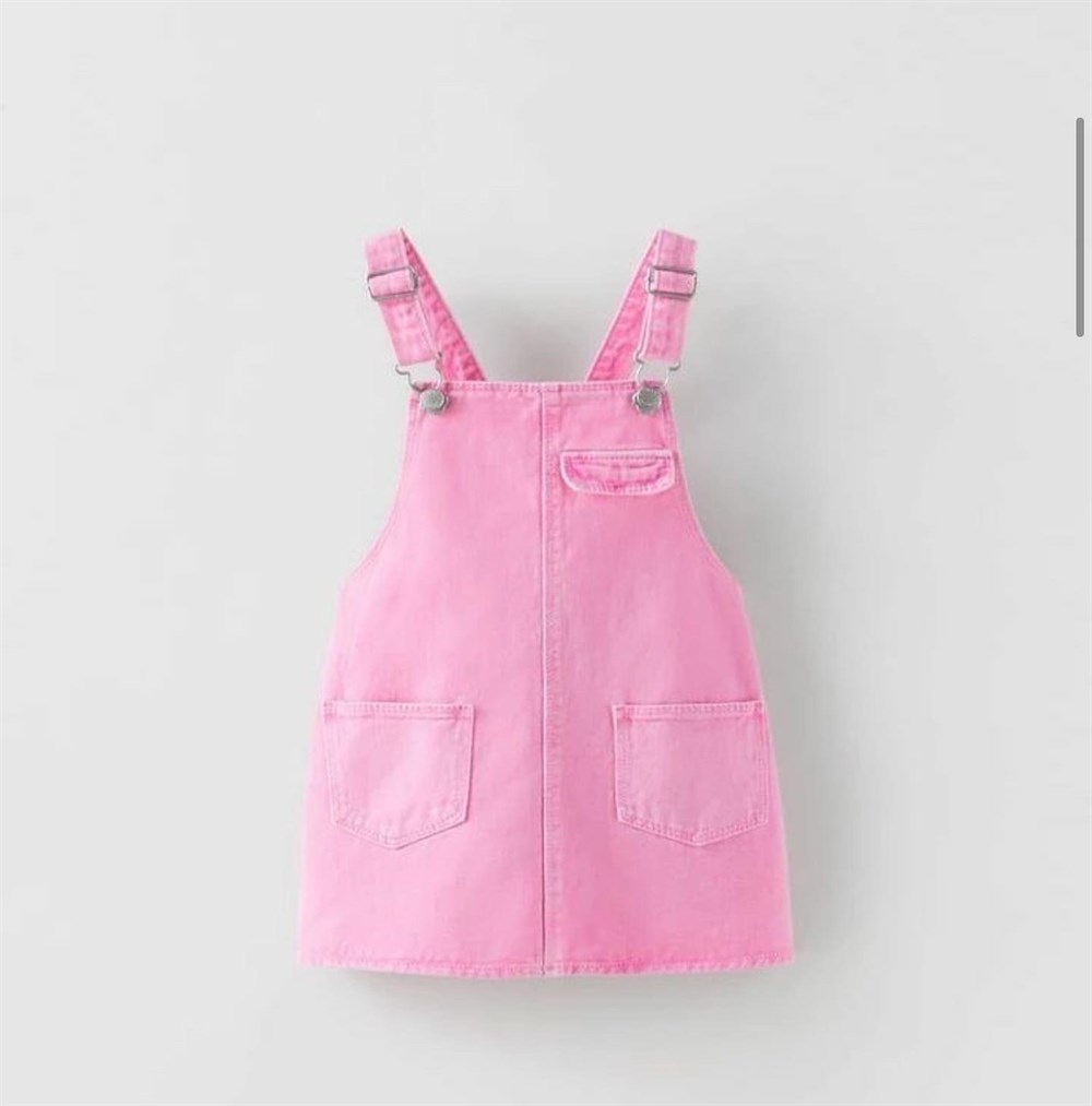 Pembe denim elbise 