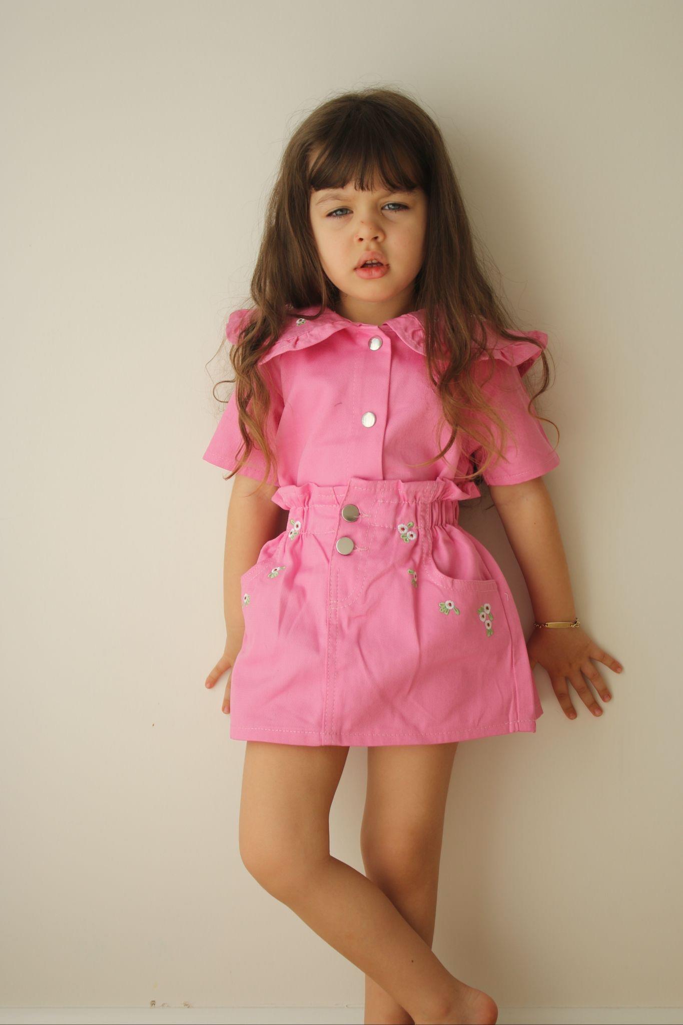 Pembe denim etek takım 