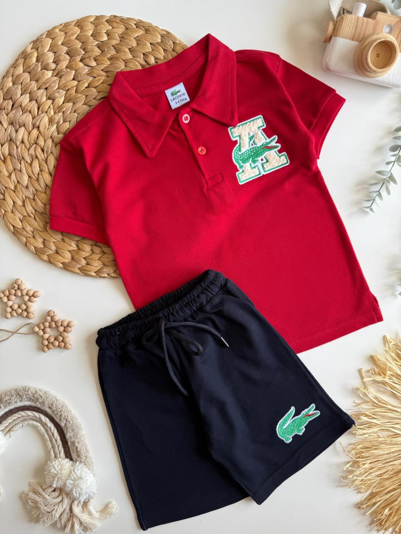 Polo yaka takım kırmızı 