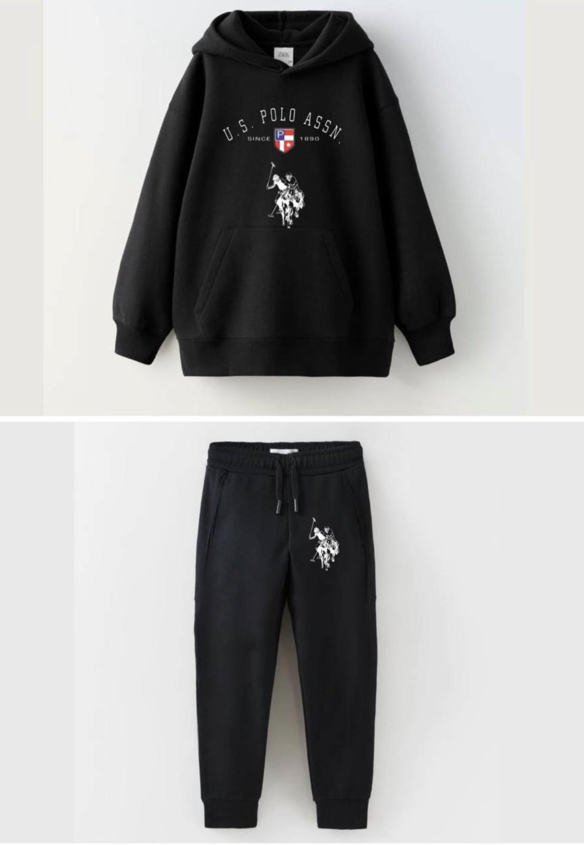 Siyah kapüşonlu Polo takım