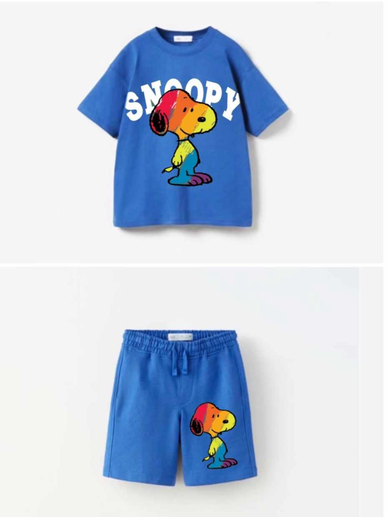 Snopy mavi şort takım 