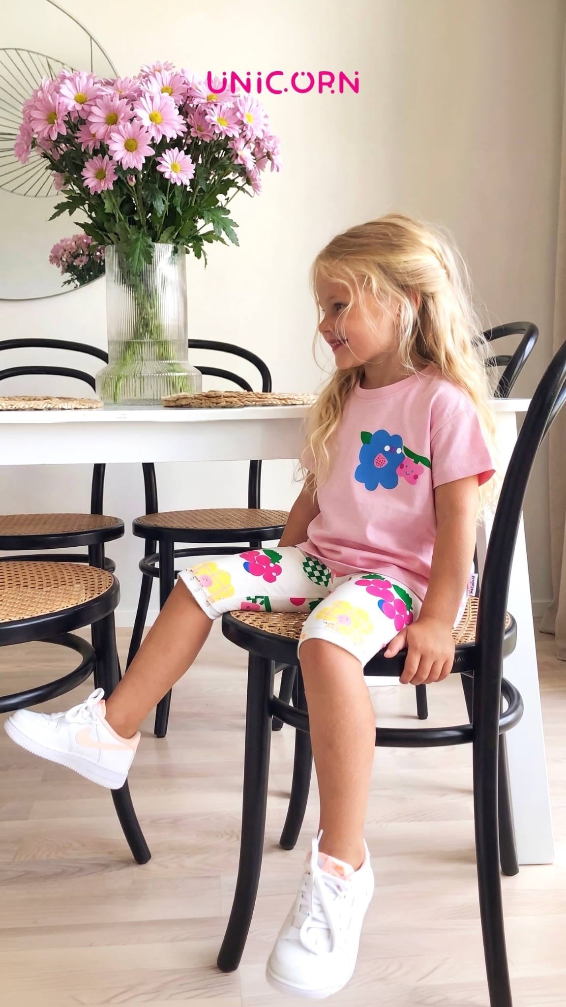 Unicorn çiçekli tayt takım