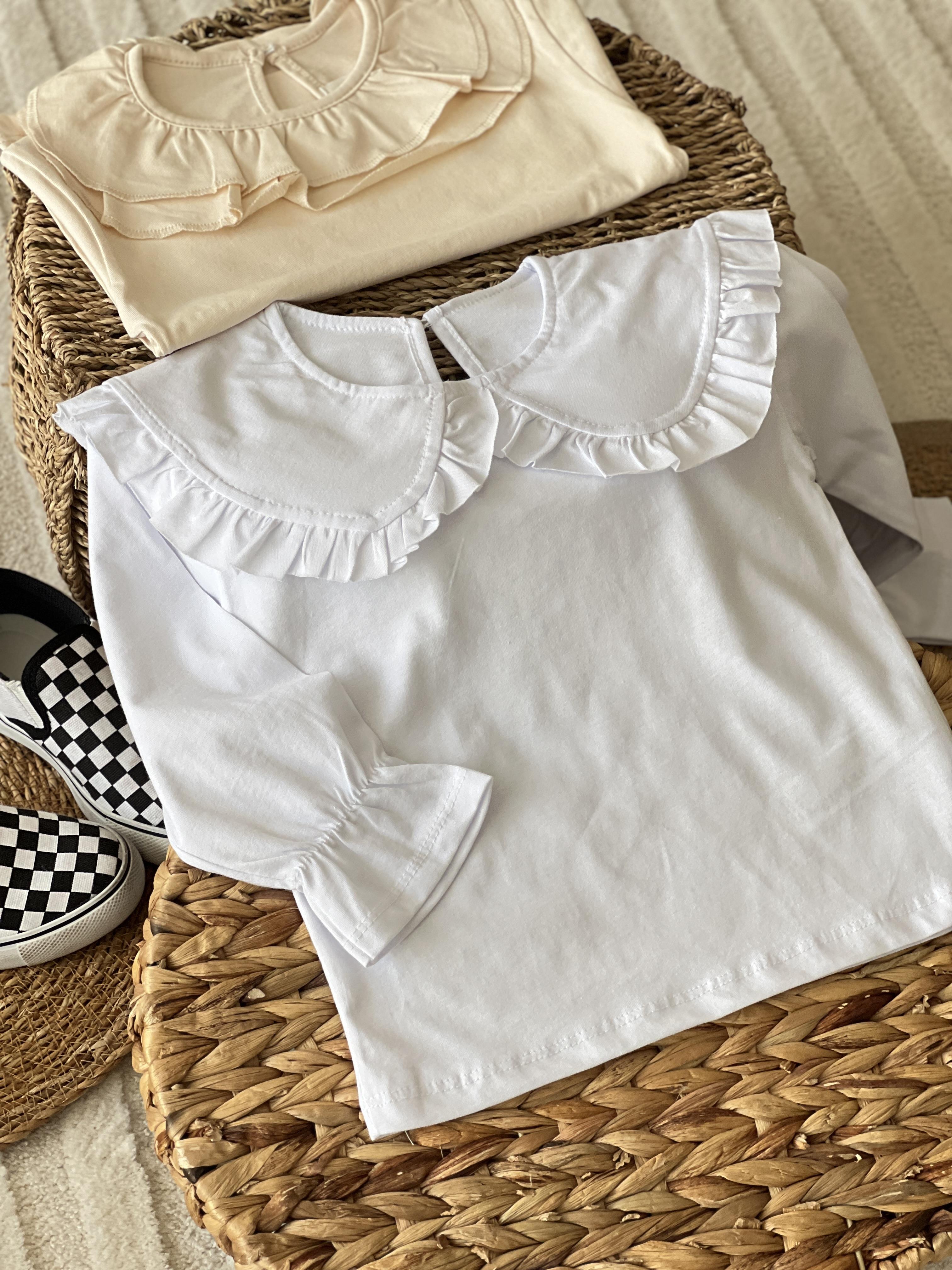 Yaka detay pamuk bluz 