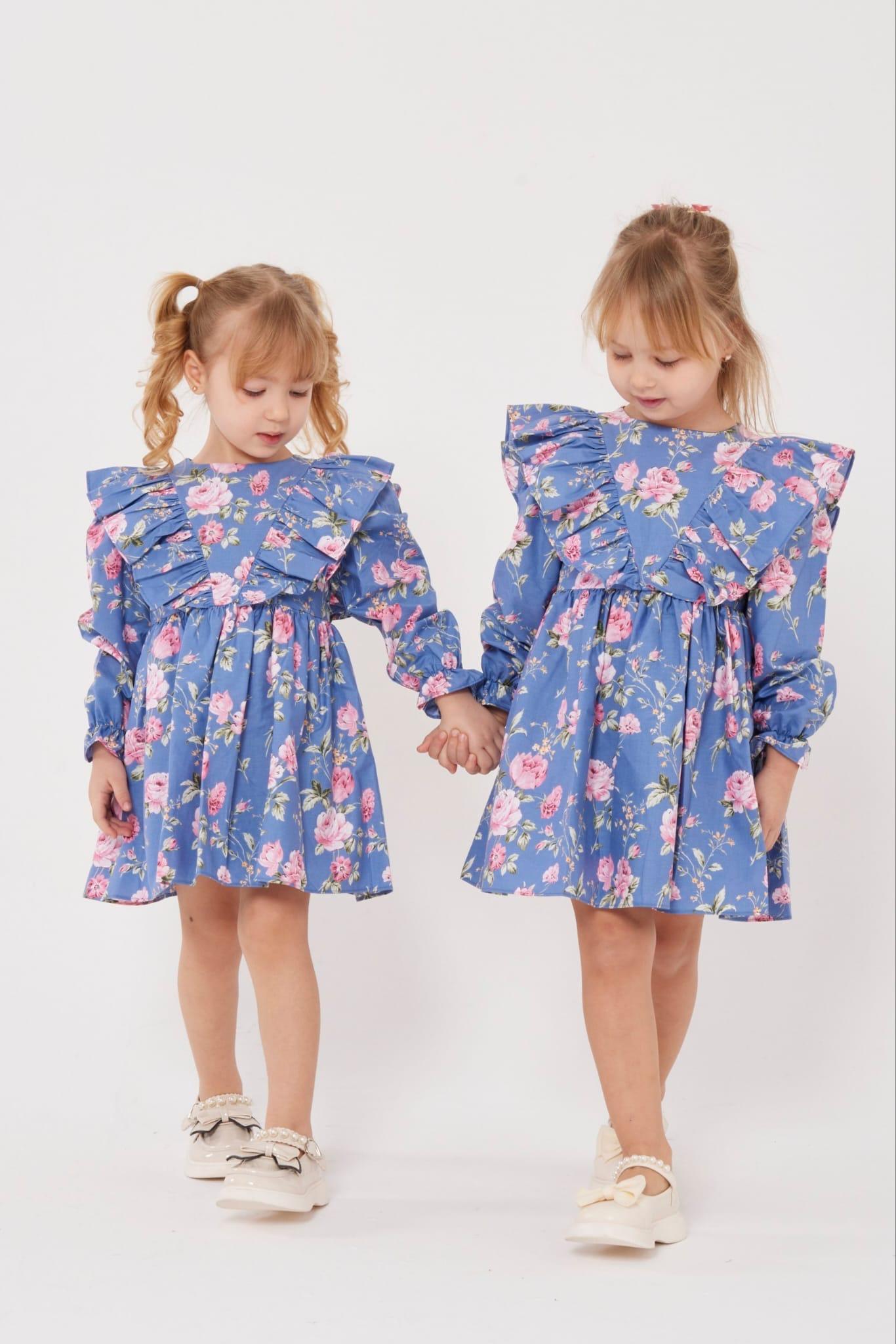 Yaka fırfır detay çiçekli elbise 