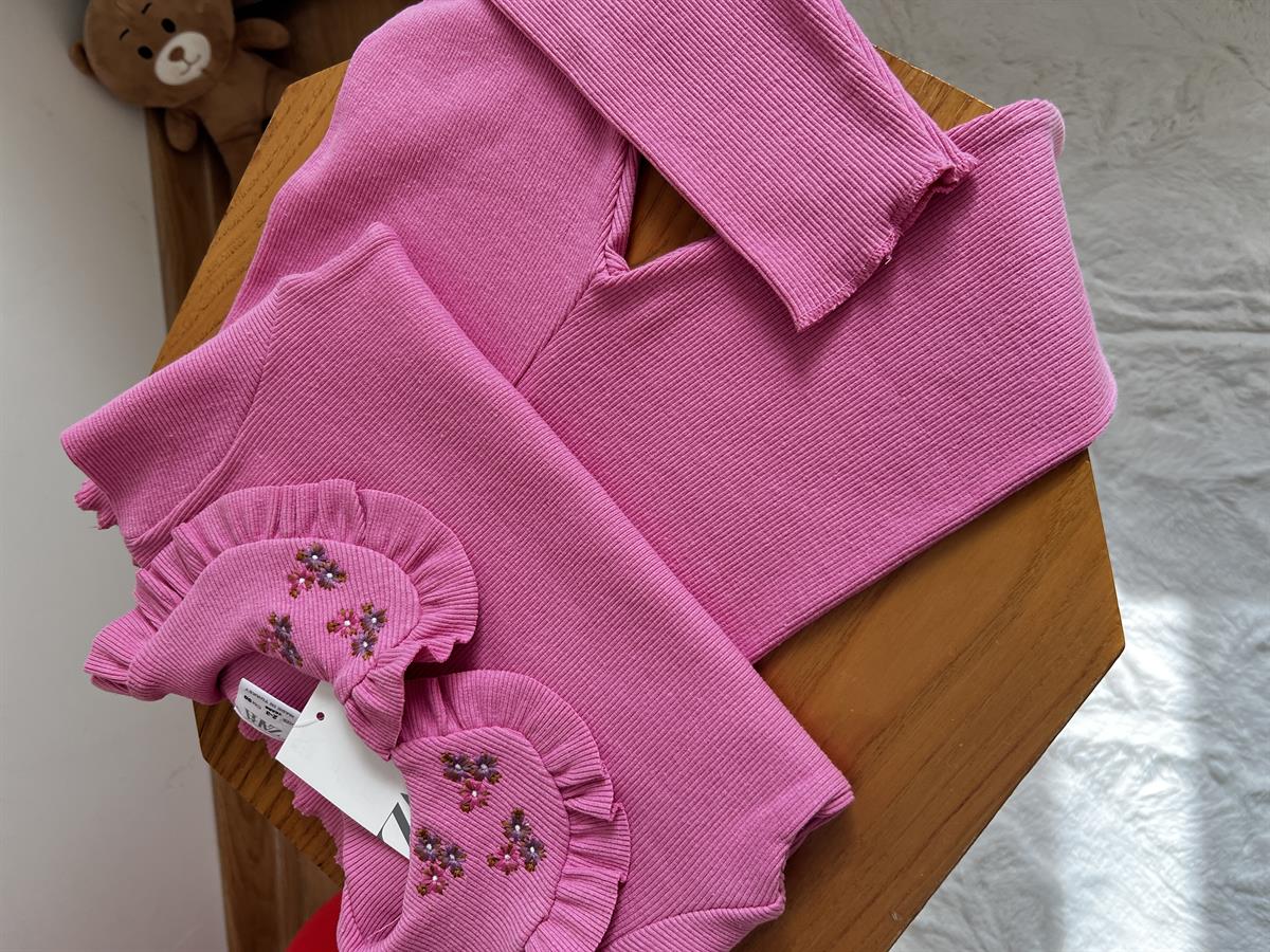 Yaka nakış pembe Takım 