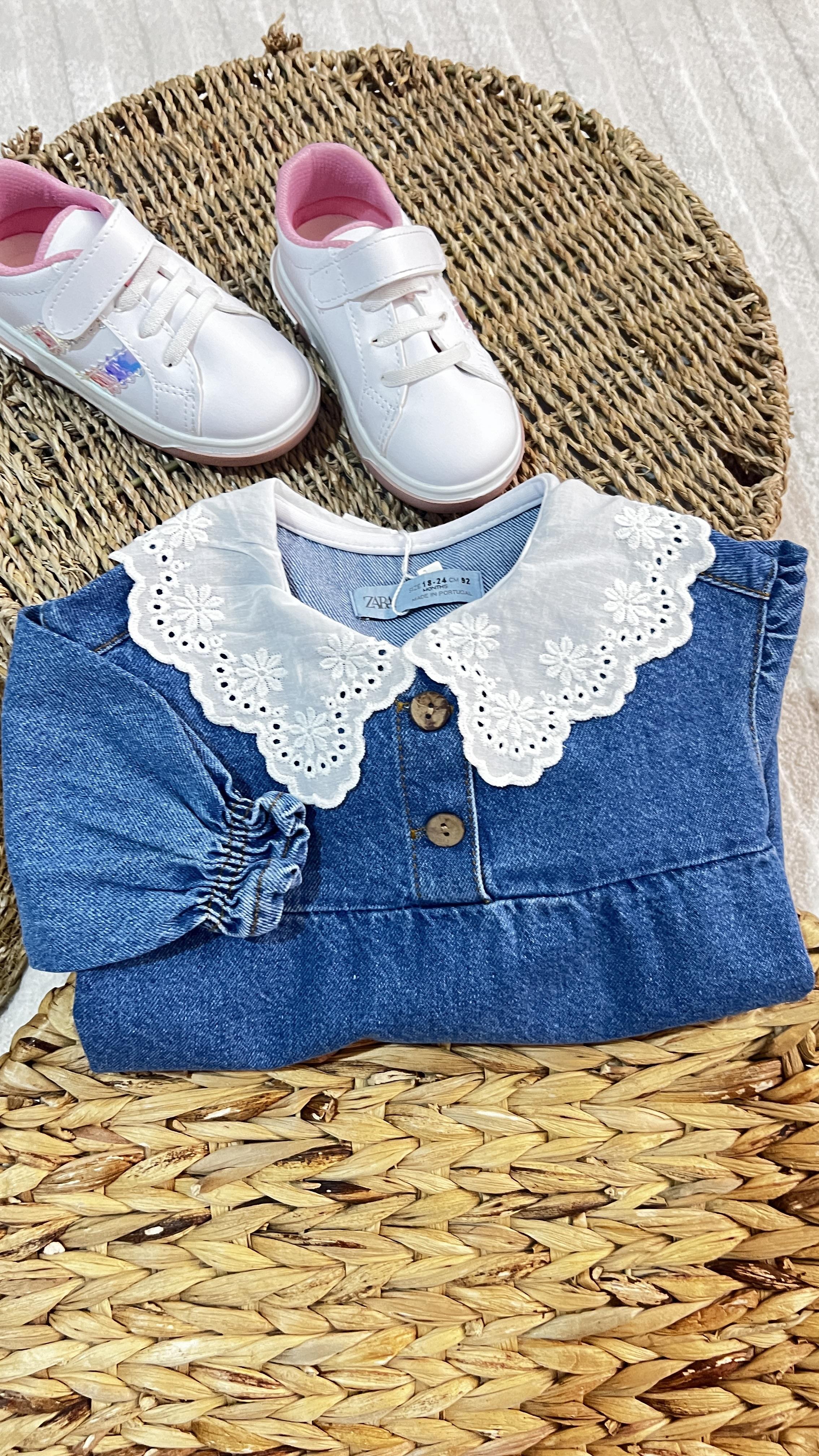 Yazlık denim kumaş yakalı elbise 