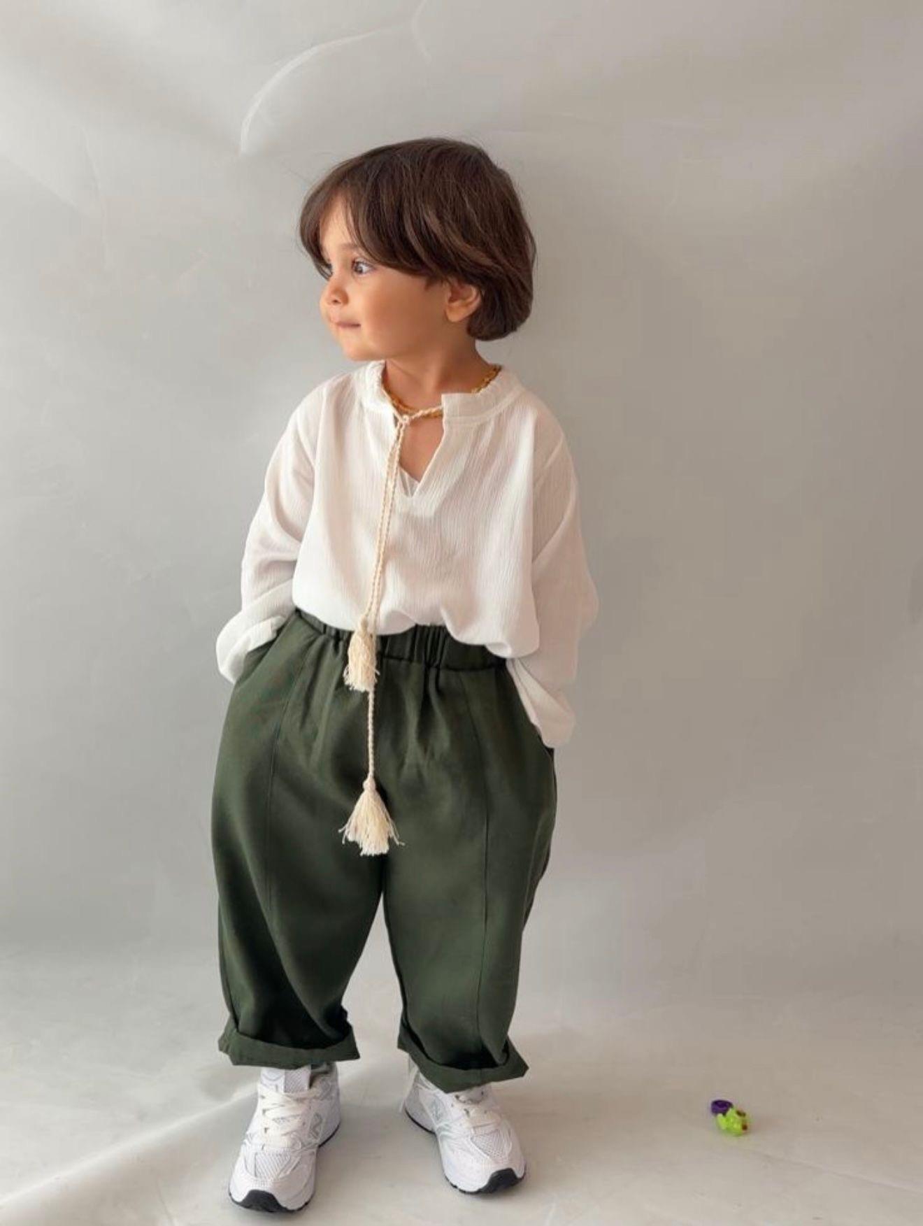 Yeşil gabardin pantolon Şile üst takım