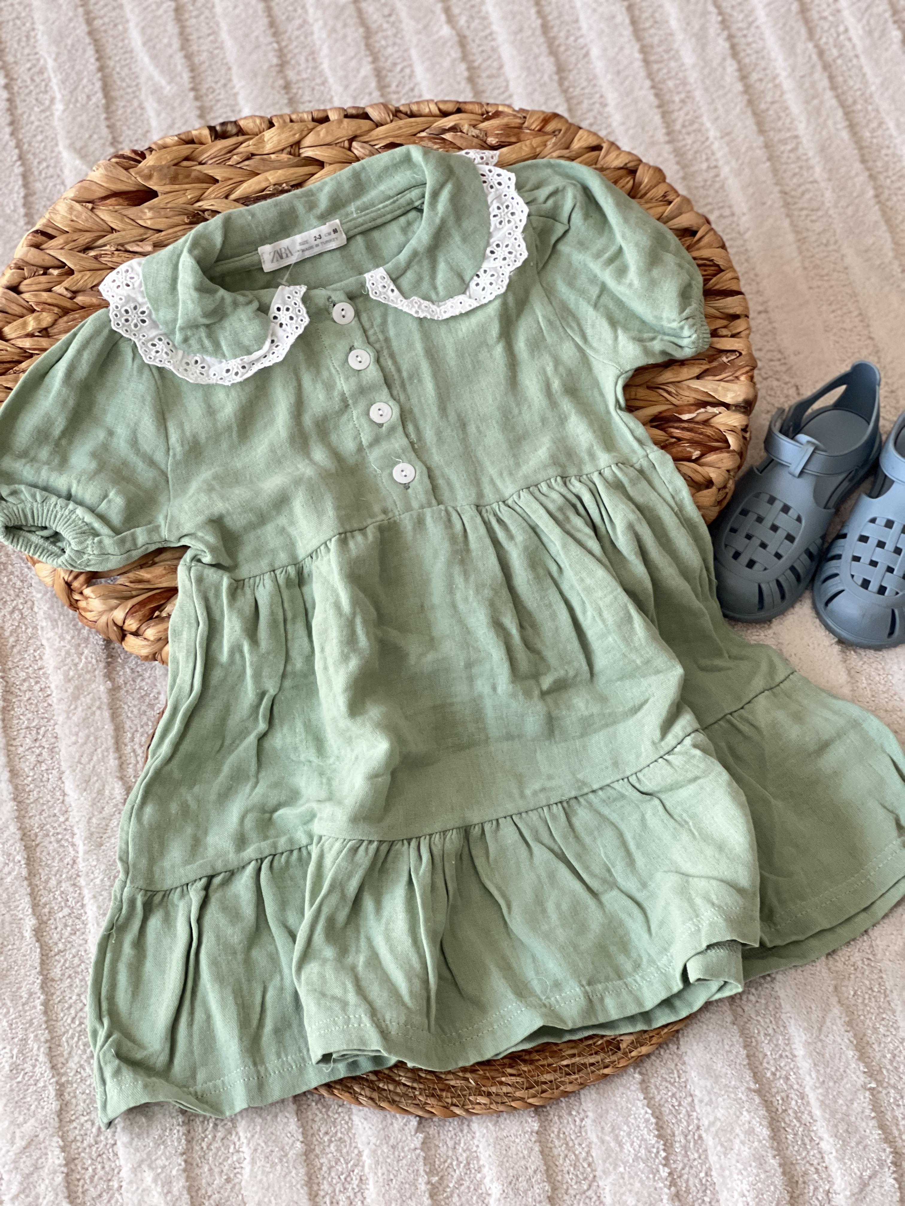 Yeşil Müslin elbise 