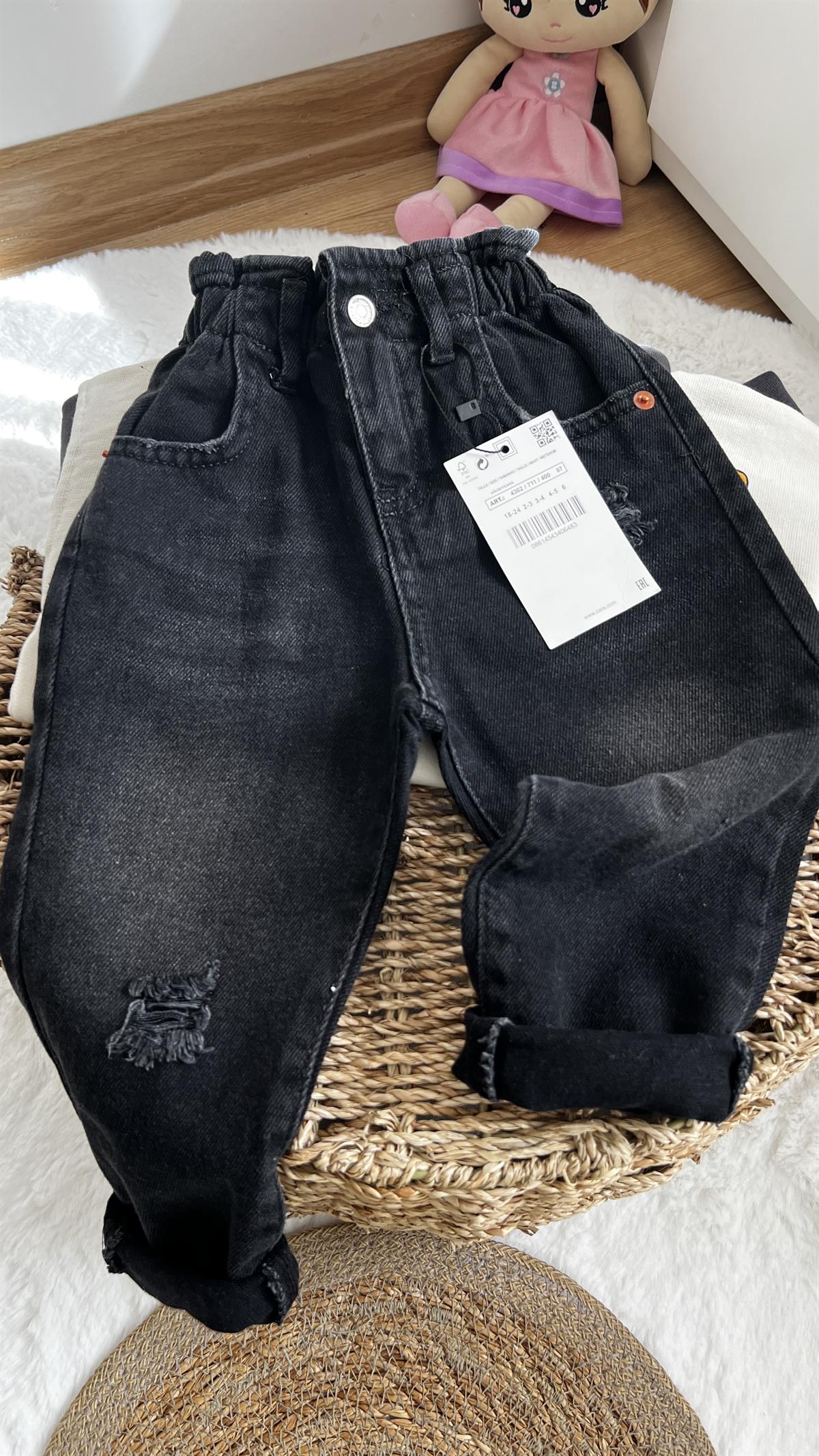 Yüksek bel tek düğme mom jean 