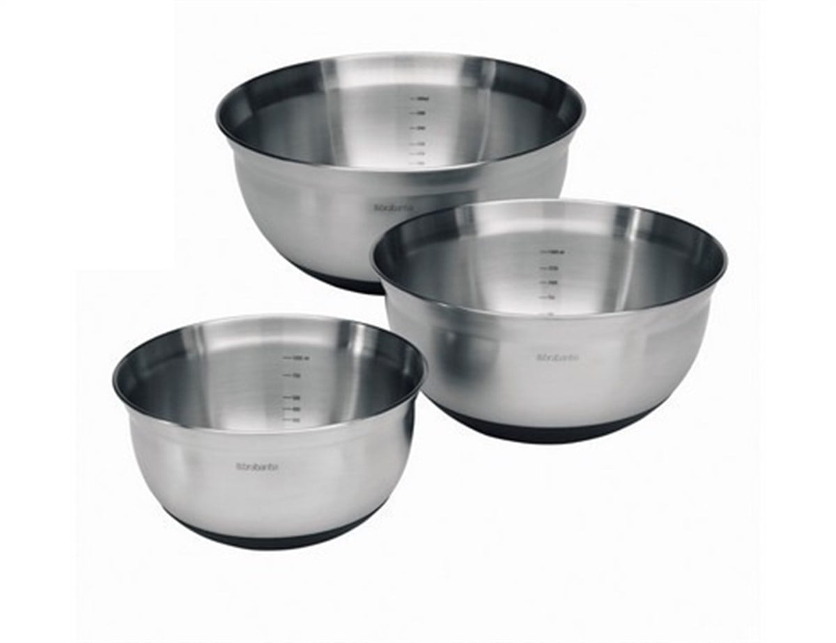 Brabantia Matt Steel Black 3Lü Karıştırma Kase Seti 1-1,6-3 L
