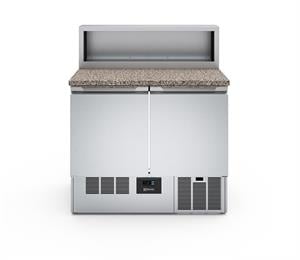 Endüstriyel Soğutmalı 2 Kapı 250 LT Mermer Üst Tabla R290 Pizza Hazırlık Tezgahı