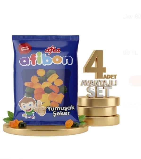 Afia Afibon Ekşi Karışık Meyveli Yumuşak Şeker 80 Gr 4lü Set
