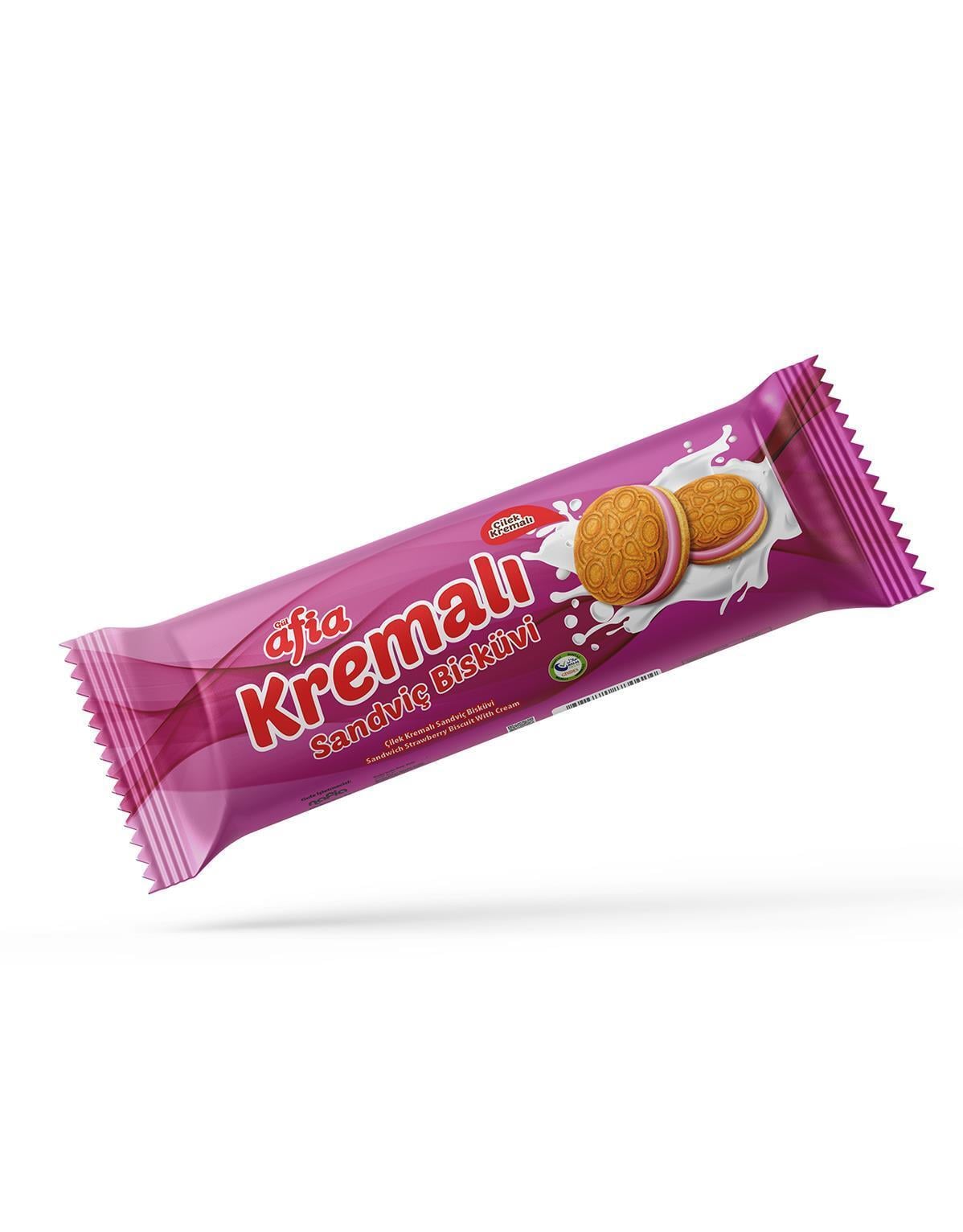 Afia Çilek Kremalı Sandviç Bisküvi 60 Gr