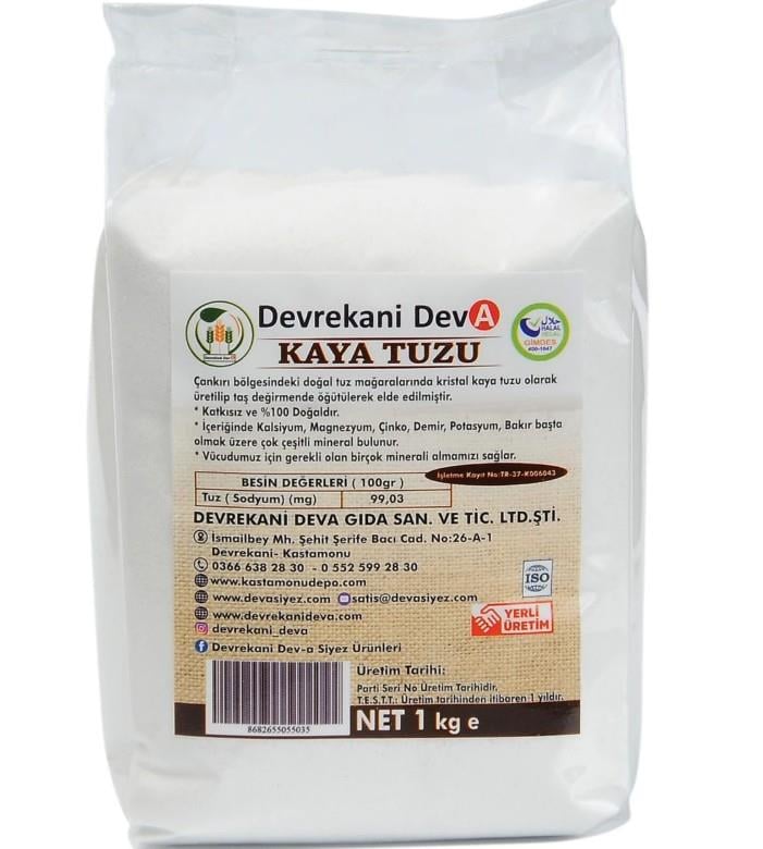 DEVREKANİ Öğütülmüş Doğal Çankırı Kaya Tuzu 1kg
