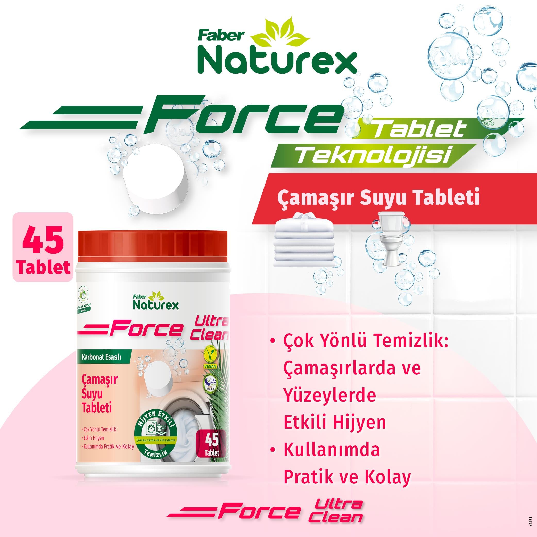 Faber Naturex Bitkisel Esaslı Çamaşır Suyu Tableti 45 Tablet