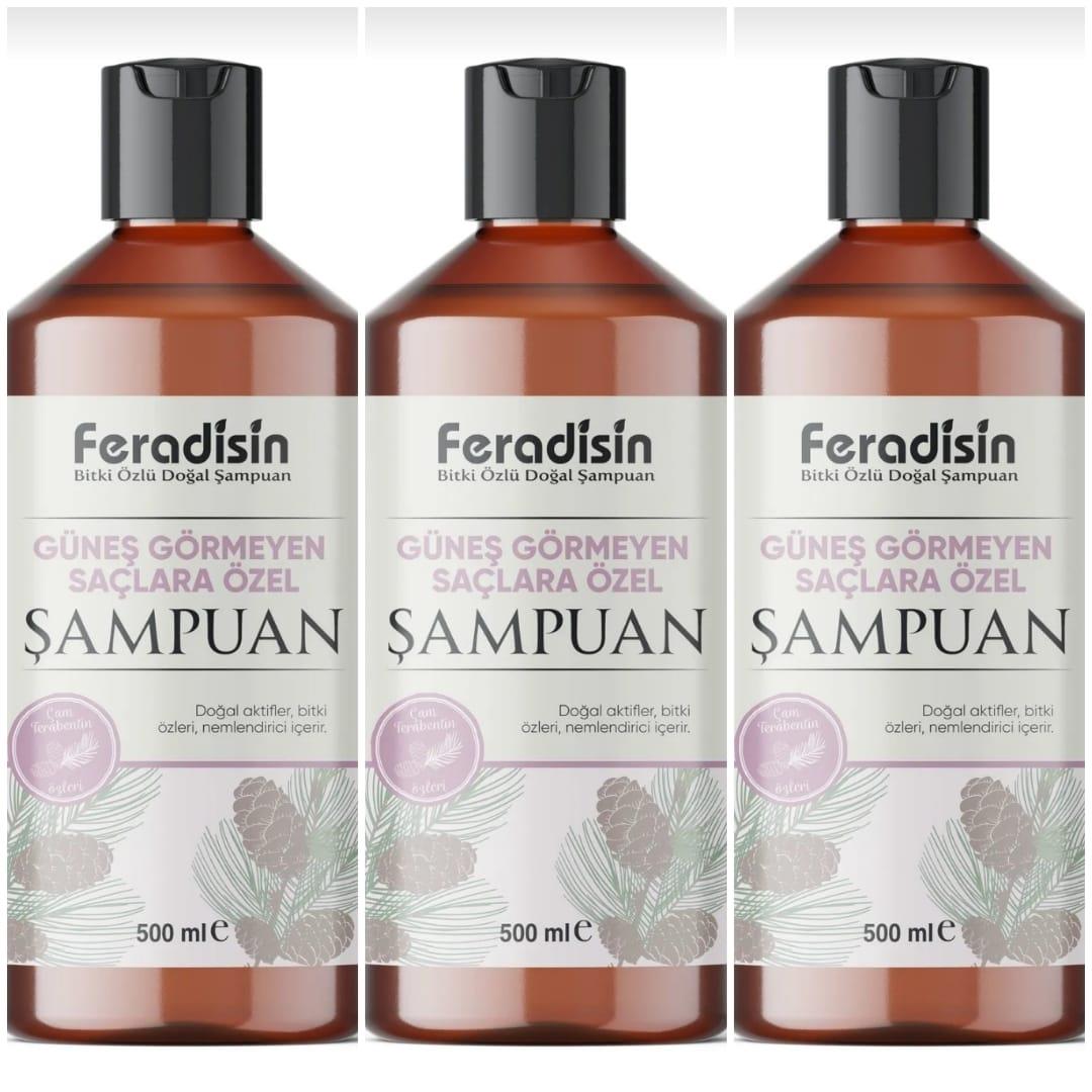 Feradisin Güneş Görmeyen Saçlara Özel Bitkisel Şampuan 500ml * 3lü Set