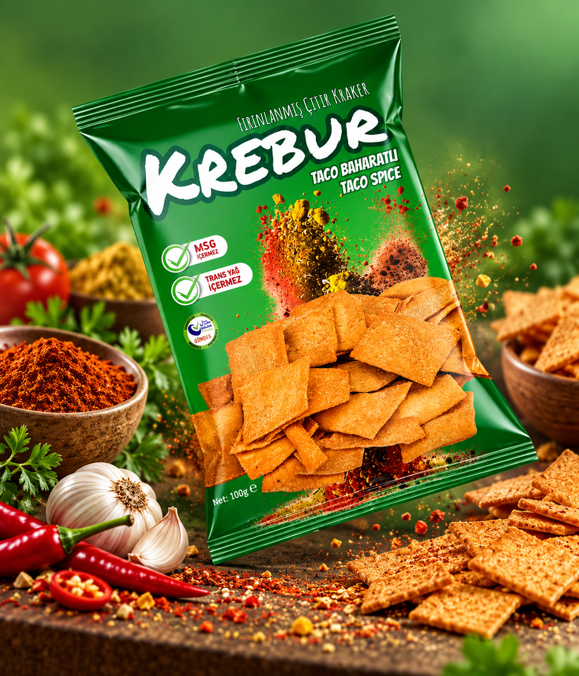Krebur Tako Baharatlı Kraker 100gr
