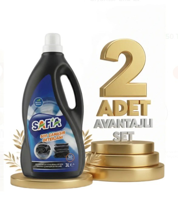 Safia Bitkisel Sıvı Çamaşır Makine Deterjanı Siyahlar 2x3 Lt