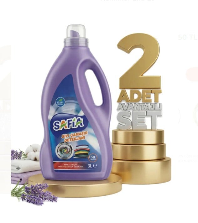 Safia Bitkisel Sıvı Çamaşır Makine Deterjanı Renkliler 2x3 Lt