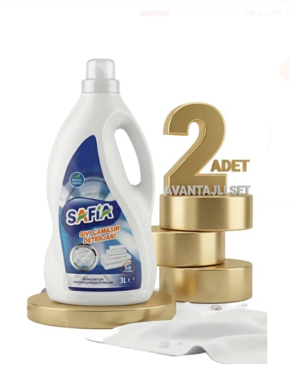 Safia Bitkisel Sıvı Çamaşır Makine Deterjanı Beyazlar 2x3 Lt