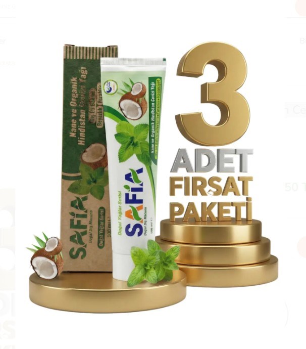 Safia Nane ve Hindistan Cevizli Organik Diş Macunu 3x100 Ml