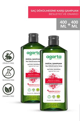 Agarta 2 Adet Saç Dökülmesine Karşı Bitkisel Biberiye İçeren Şampuan 400ml+400ml