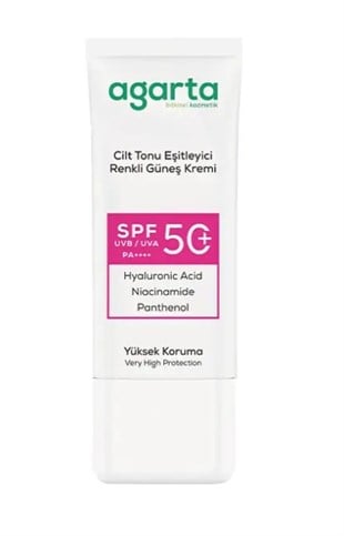 Agarta Cilt Tonu Eşitleyici Renkli Kapatıcı Etkili 50 Ml Spf+50 Güneş Kremi