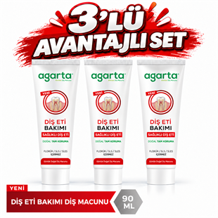 Agarta Doğal Diş Eti Bakımı Plak Karşıtı Diş Macunu 90 Ml 3lü Set